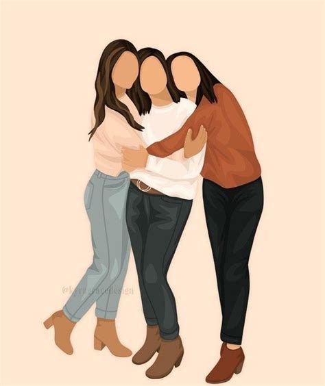 Besties 👯‍♀️ Trio Friends Illustration Girly Art Friend Cartoon