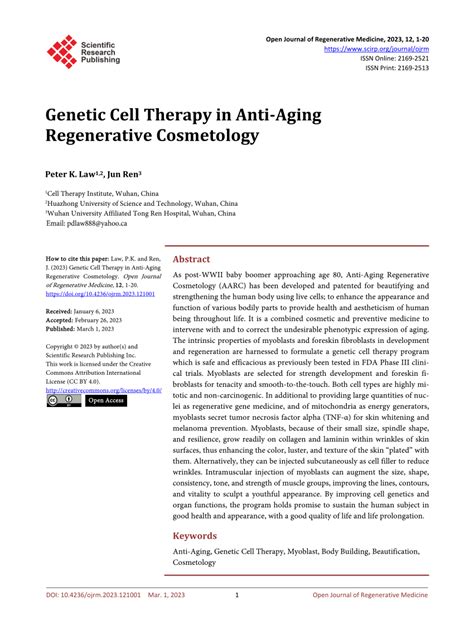 PDF Genetic Cell Therapy In Anti Aging Regenerative Cosmetology