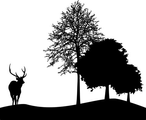 Deer And Tree Silhouette DXF File Free Download - 3axis.co