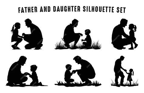 Premium Vector Father And Daughter Playing On The Ground Silhouette