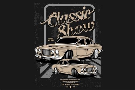 classic show sports car, t-shirt design illustration