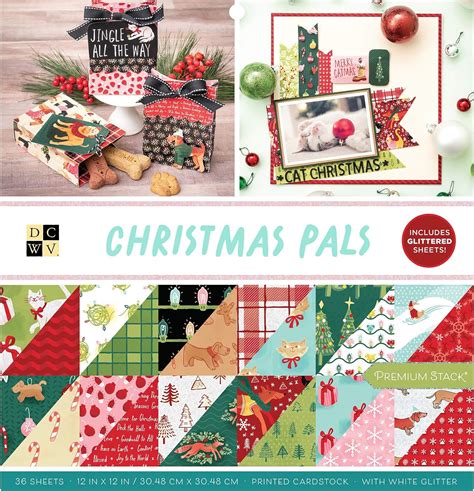 Amazon DCWV Christmas Pals W Glitter Accents Cardstock Multi 36 Pack