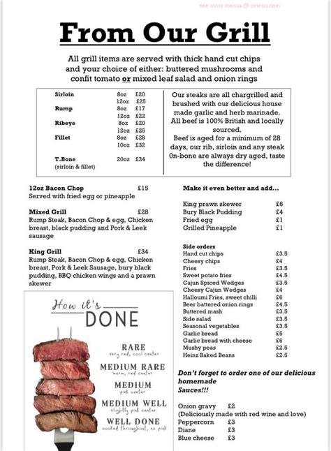 Menu At Kings Arms Pub Bar Oldham Grains Bar