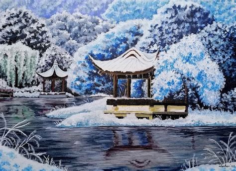 Painting Winter Japan Acrylic Alechancreations Wall Art for - Etsy