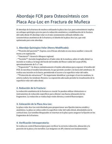 Abordaje Osteosintesis Aculoc Muneca Valentina UDocz