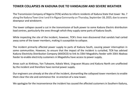 transmission tower collapses disrupts power supply news