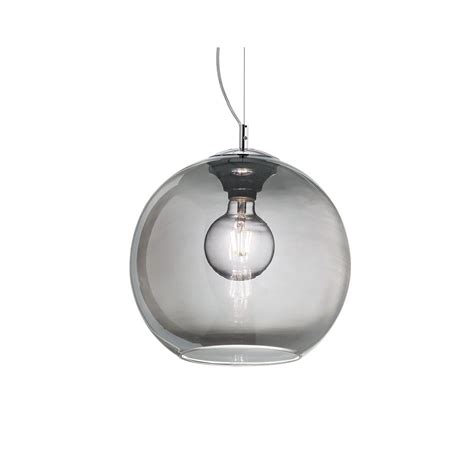 Ideal Lux Nemo Single Light Medium Ceiling Pendant Light In A Smoke