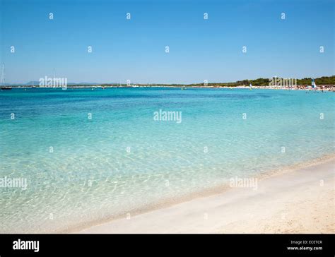 Sand Beach Clear Sea Water Es Trenc Majorca Island Spain Stock Photo