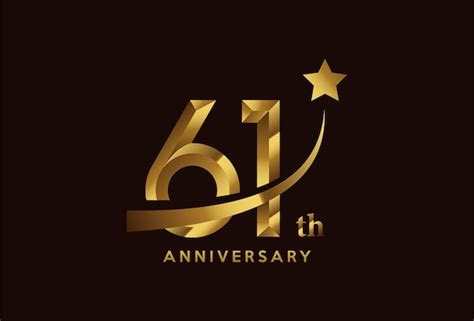 Diseño de logotipo de celebración de aniversario de oro de 61 años con