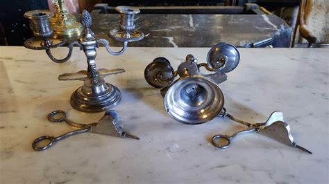 Proantic Pair Of Candelabras Silvered Bronze Snuff Holder