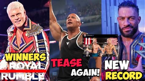 Royal Rumble 2023 Winners Announced😍 The Rock Tease Again By Wwe