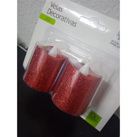 Kit Velas Led Decorativas Enfeite De Natal Glitter Prata Bateria