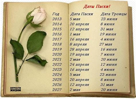 an open book with a rose on it and the date in russian is written below