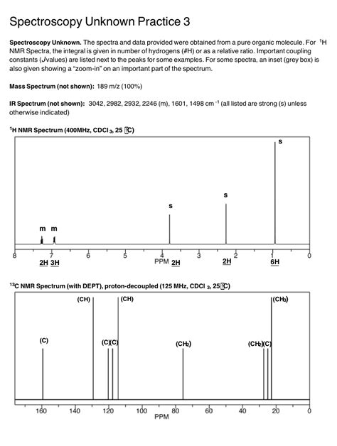 SOLVED Spectroscopy Unknown Practice 3 Spectroscopy Unknown The