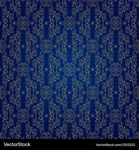 Floral Vintage Seamless Pattern On Blue Royalty Free Vector