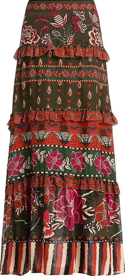 Farm Rio Ainika Floral Tiered Maxi Skirt Shopstyle