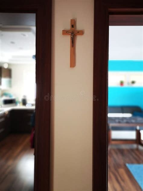 Domestic Catholic Crucifixes Artistic Look In Colors Stock Photo