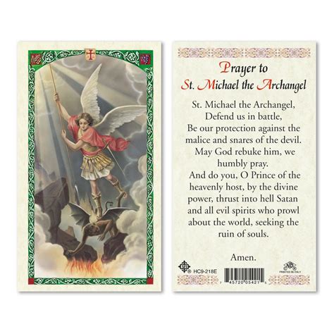 Holy Card Saint Michael Short Prayer To Saint Michael The Archangel