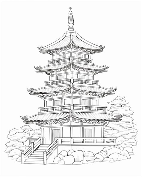 Japanese Pagoda Vector Design Illustration Premium AI Generated Image