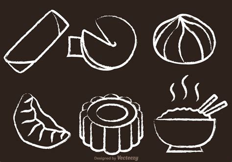 Chinese Food Chalk Drawn Vectors 98385 Vector Art At Vecteezy