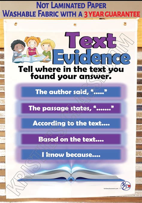 Text Evidence Anchor Chart Printed on FABRIC Anchor Charts Are Durable Flag Material. Washable ...