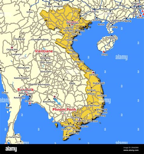 Landkarte Vietnams Mit Den Wichtigsten Stra En Und Highways Im Ganzen