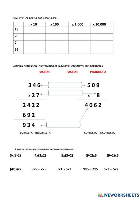 Repaso La Multiplicación Worksheet Live Worksheets