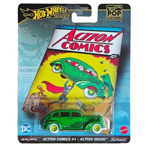 Машинка Mattel Hot Wheels Премиум автомобиль Поп культура HXD63 Action Comics 1 Action Sedan