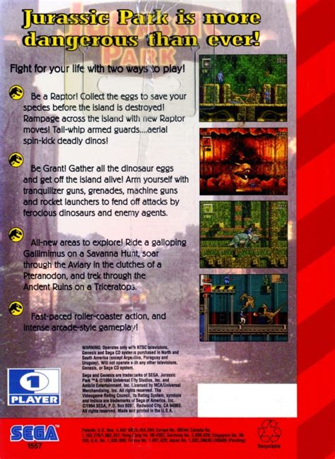 Jurassic Park Rampage Edition For Sega Genesis Sales Wiki Release Dates Review Cheats