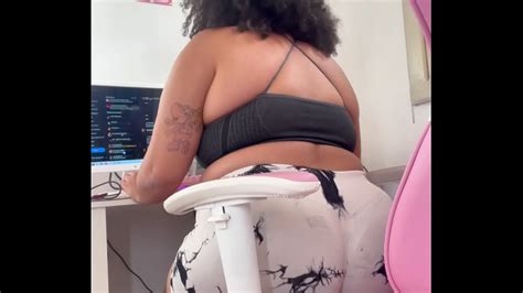 BBW Working On Pc And Farting On Short White Leggings XVIDEOS