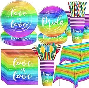 Amazon Xigejob Pride Party Decorations Tableware Rainbow Theme Gay Pride Party Supplies