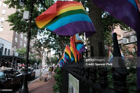 Pride Flags Fly In The Wind At The Stonewall National Monument In