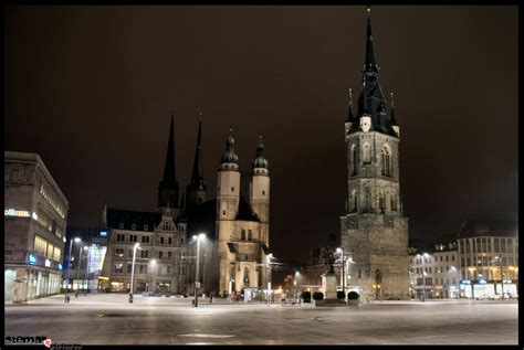 Marktplatz Hallesaale Bei Nacht Foto And Bild Architektur