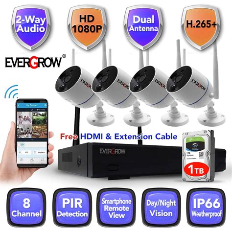 Buy EverGrow 8 Channel Long Range Wifi NVR 4pcs 2K 3MP 1296P SuperHD