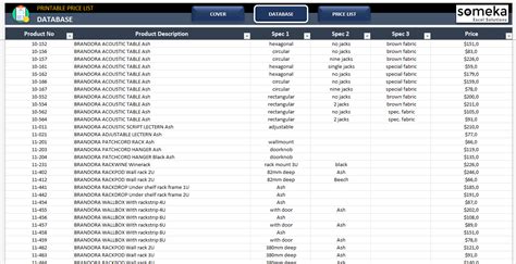 Price List Excel Template with Product Database | Price Sheet