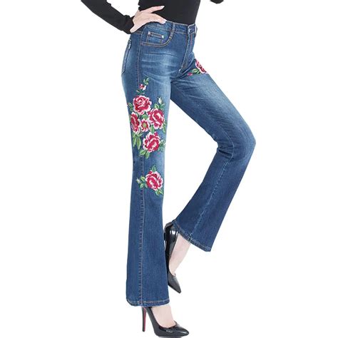 New Woman Jeans Bell Bottom Jeans Embroidered High Stretch Womens