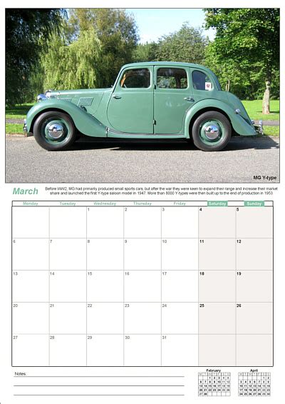 Classic British Cars Wall Calendar