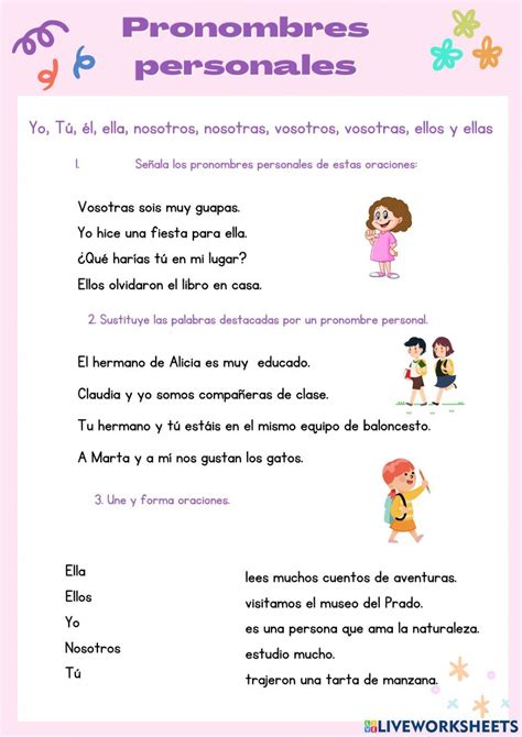 Pronombres personales online exercise for 3º primaria Artofit