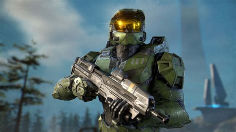 Download Master Chief amidst a breathtaking sci-fi landscape in Halo ...