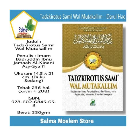 Jual Buku Tadzkiratus Sami Wal Mutakallim Adab Menuntut Ilmu Darul Haq