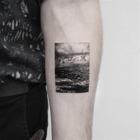 Micro Realistic Ocean Tattoo Located On The Inner