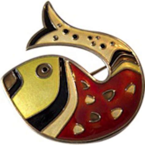 Great Vtg Modernist David Andersen Norway Sterling Silver Enamel Fish