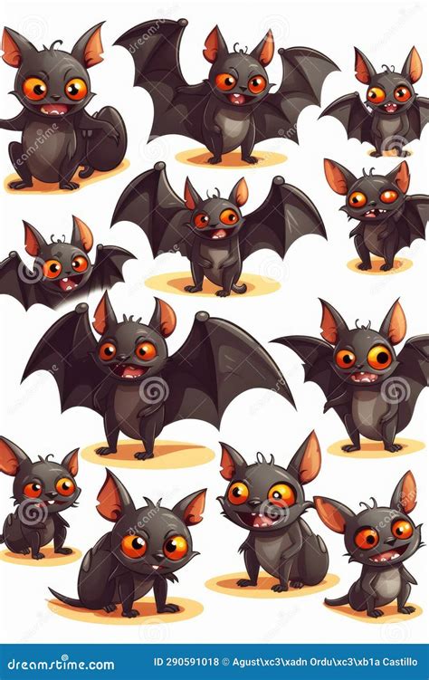 Bats Cartoon Set. Halloween Illustration. Stock Illustration ...