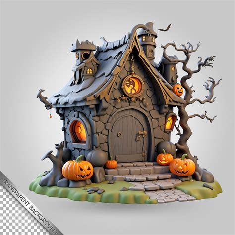 Premium PSD A Halloween House With Pumpkins On The Front And The