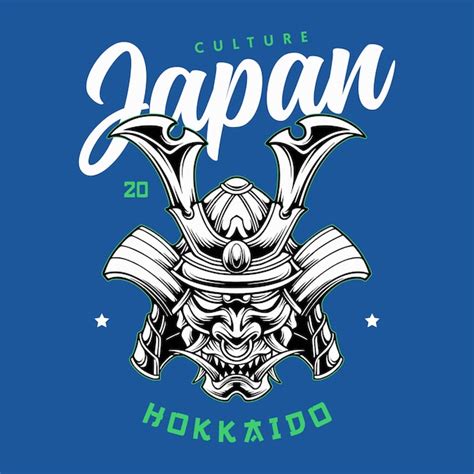 Japanische W Tende Samurai Vektor Maskottchen Logo Illustration