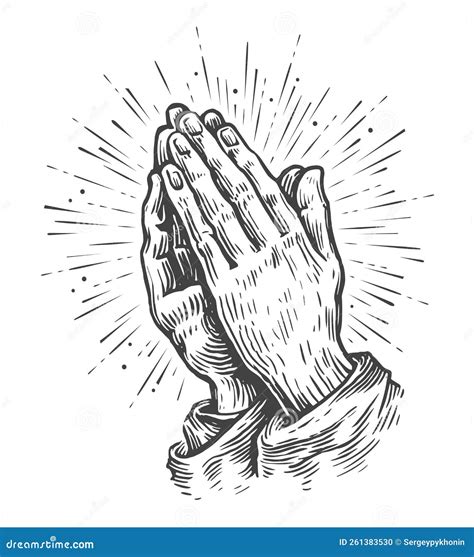 Sketchy Praying Hands With Sunburst Two Hands In Prayer Pose Worship