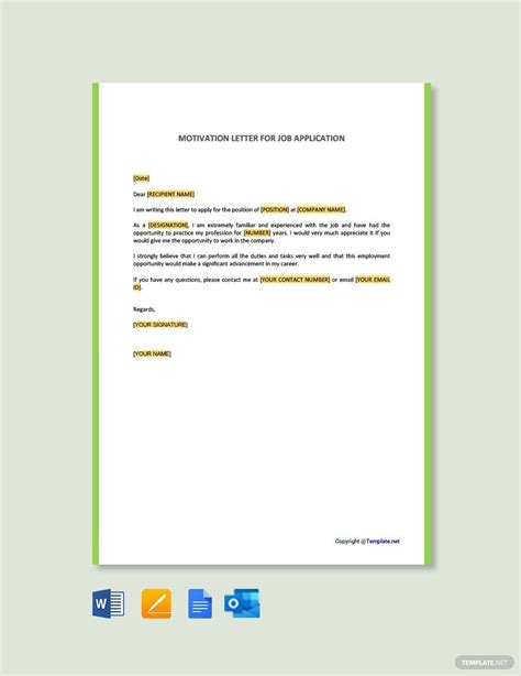 FREE Motivation Letter Template - Download in Word, Google Docs, PDF ...