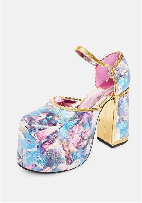 Sugar Thrillz Renaissance Platform Heels Blue Multicolor Heels