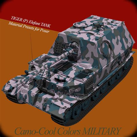 Camo-Cool MILITARY styles for TIGER (P) Elefant Tank in Poser