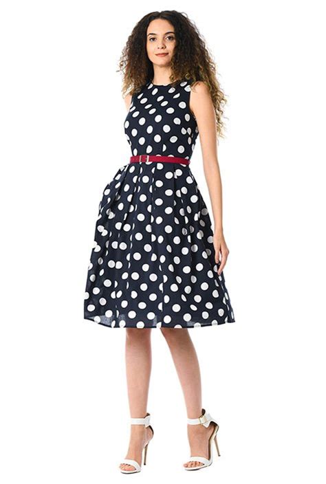 Shop Polka Dot Cotton Belted Dress Eshakti